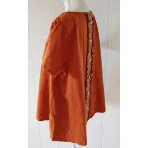 Amaryllis Tunic Top 1X Orange Short Sleeve Lace Button Ruffle Back Boho Fairy